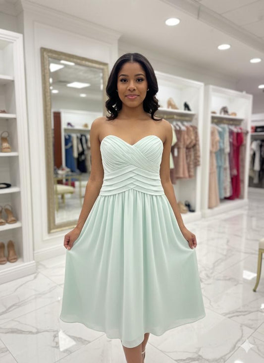 Strapless Sweetheart Pleated Cocktail Dress