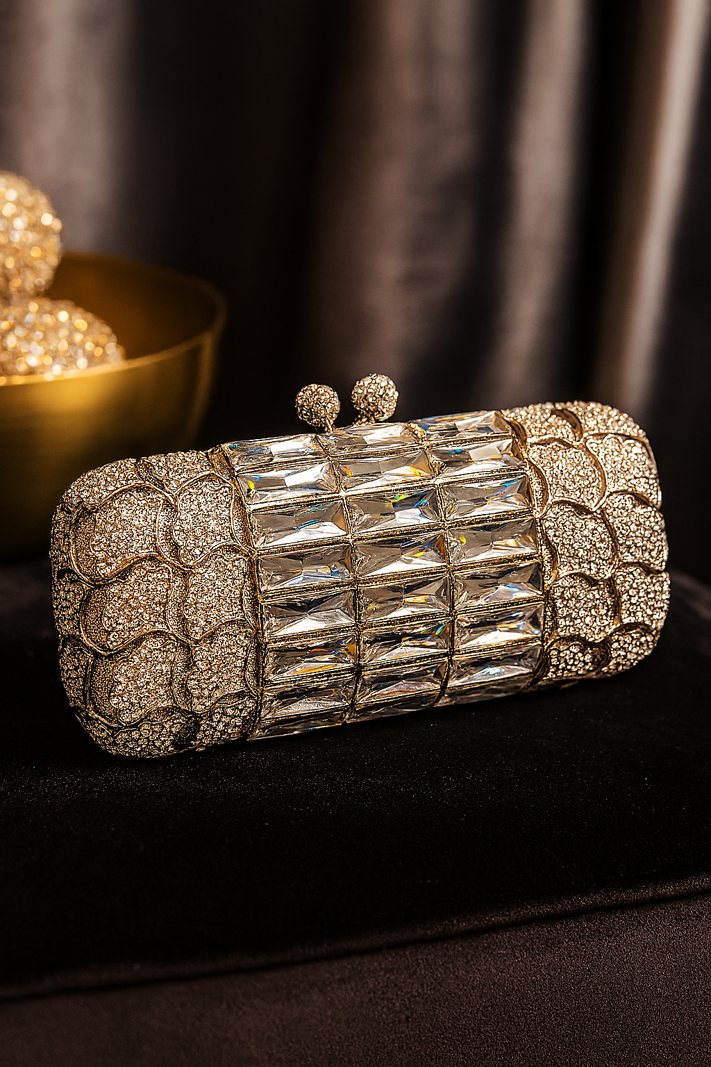 Luxury Silver Crystal Clutch Bag