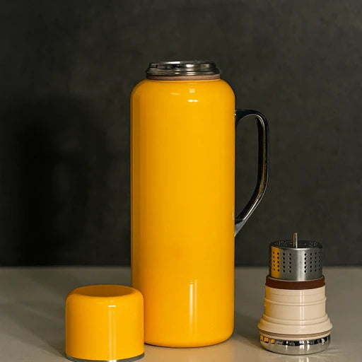 Stainless Steel 700 mL Thermos with Handle & Thermometer – Leak-Proof, Insulated, Multi-Color