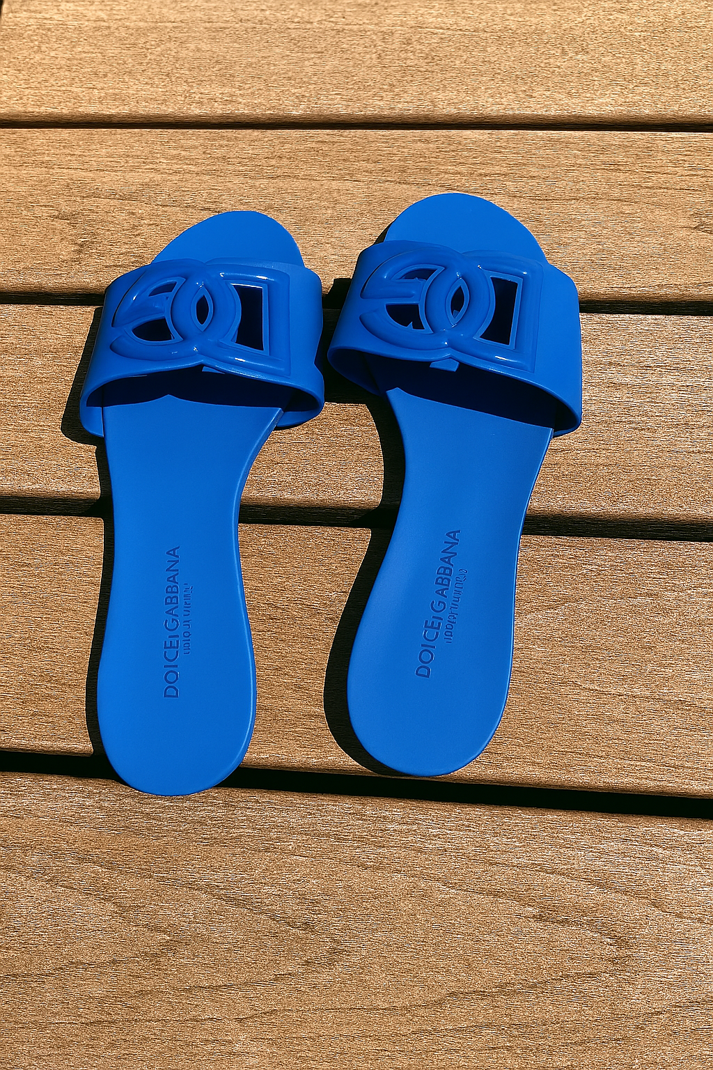 Luxury-Inspired Blue Slide Sandals | Designer Look | Dolce & Gabbana