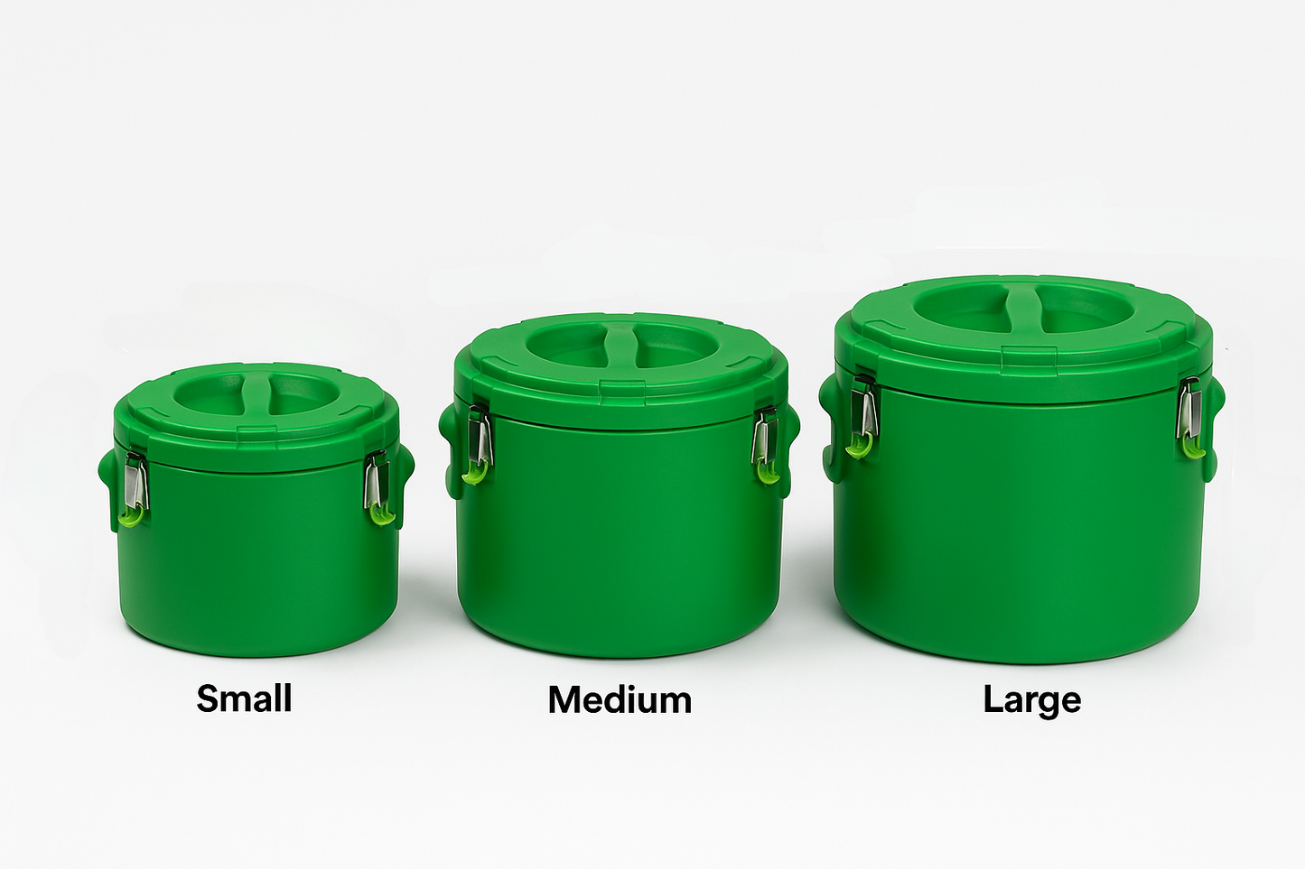 Insulated Round Food Containers – Small, Medium & Large (Green)