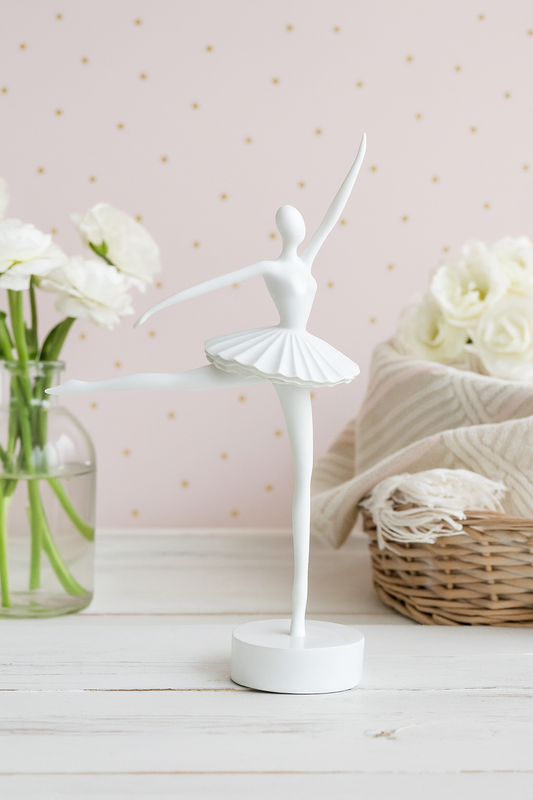 Elegant Ballerina Figurine — Black, Silver & White Dancers