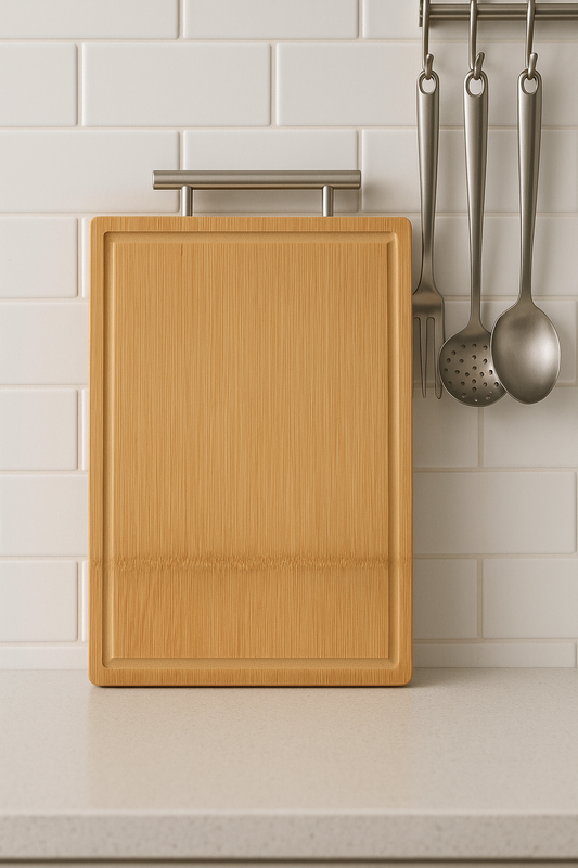 Premium Bamboo Cutting Board with Metal Handle