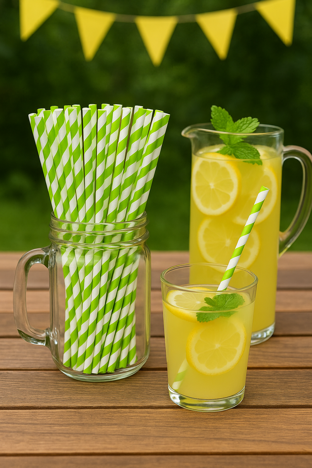 100-Pack Biodegradable Paper stripped Straws - 9"