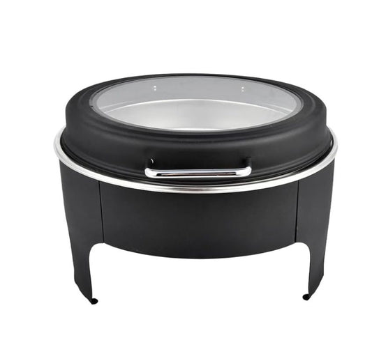 6QT Round Black Chafing Dish with Glass Lid
