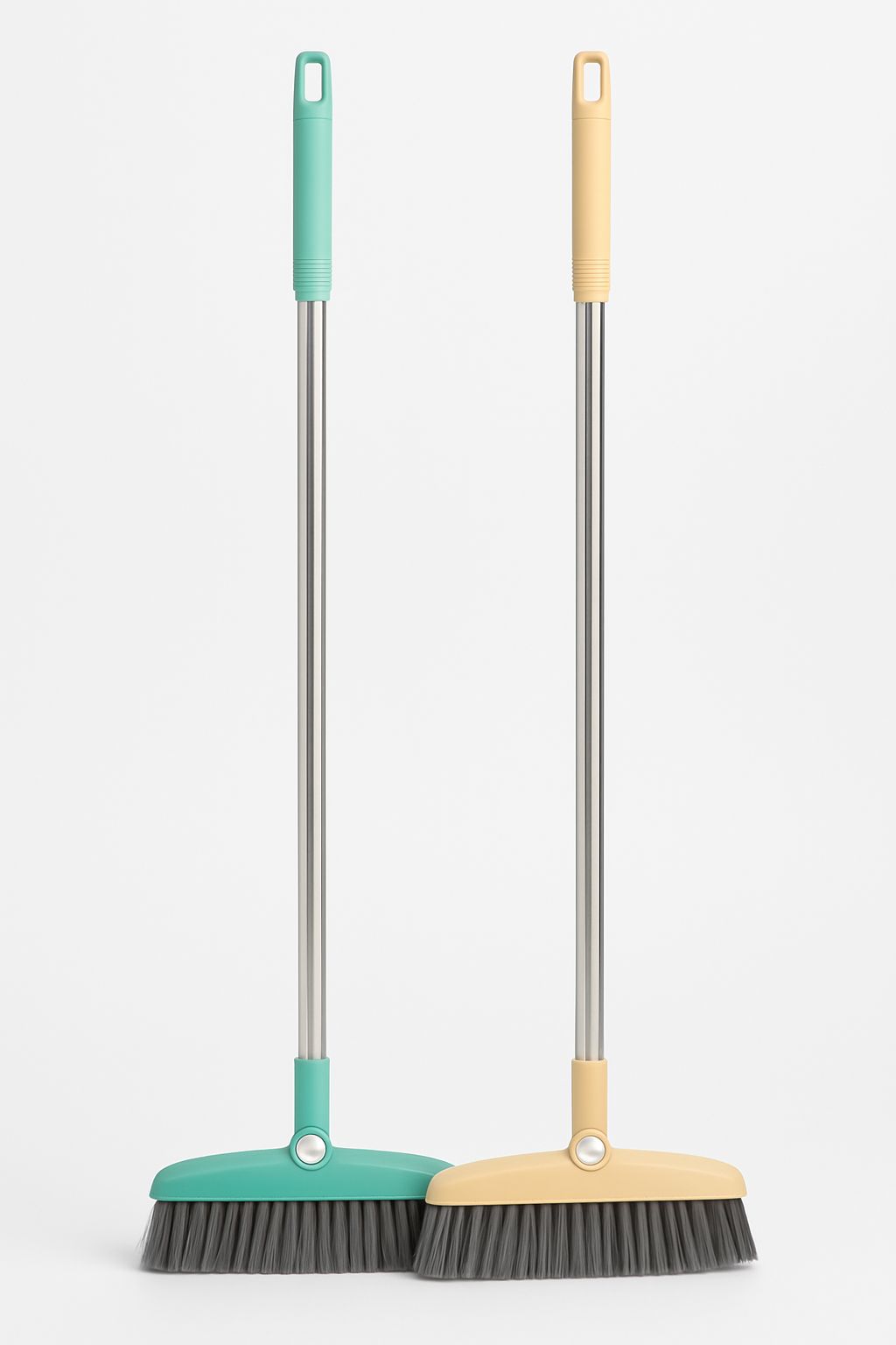 Compact Dustpan and Broom Set with Stainless Steel Handle