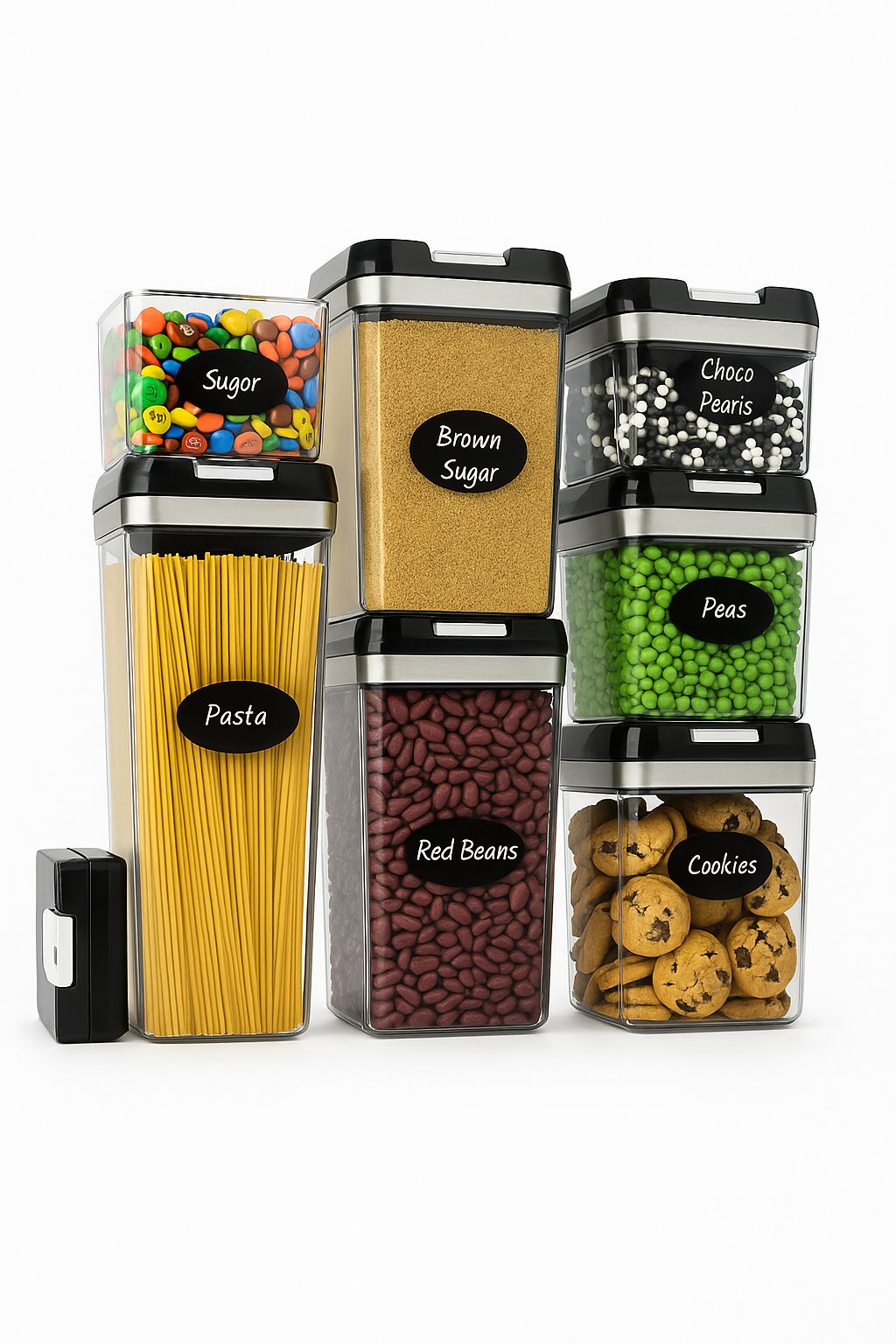 7-Piece Airtight Food Storage Container Set – BPA-Free Plastic, Stackable Kitchen Organizer Jars