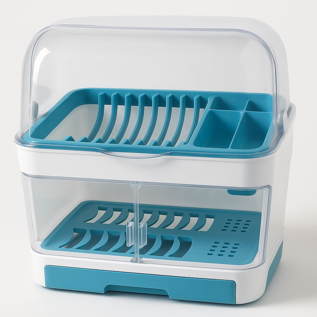 2-Tier Dish Drying Rack with Drain Tray