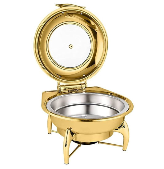 6L Gold Chafing Dish Buffet Warmer – Stainless Steel with Lid & Fuel Holder