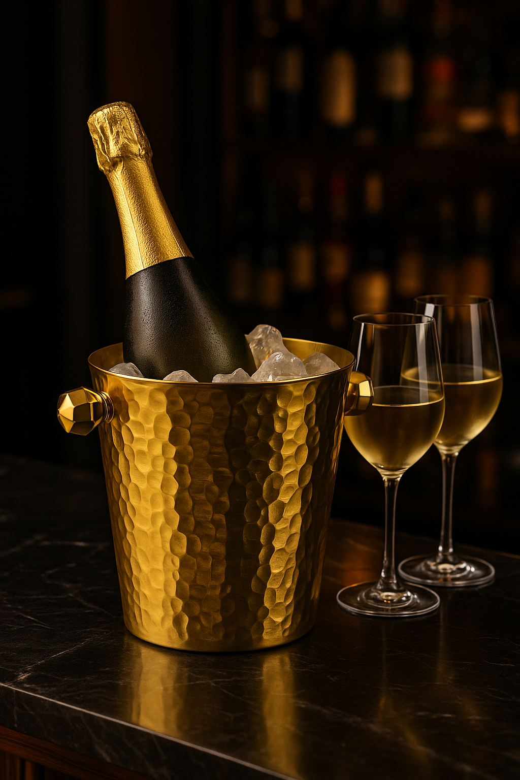 Premium Gold Hammered Metal Ice Bucket - 4.5 Litres (1.2 Gallons)