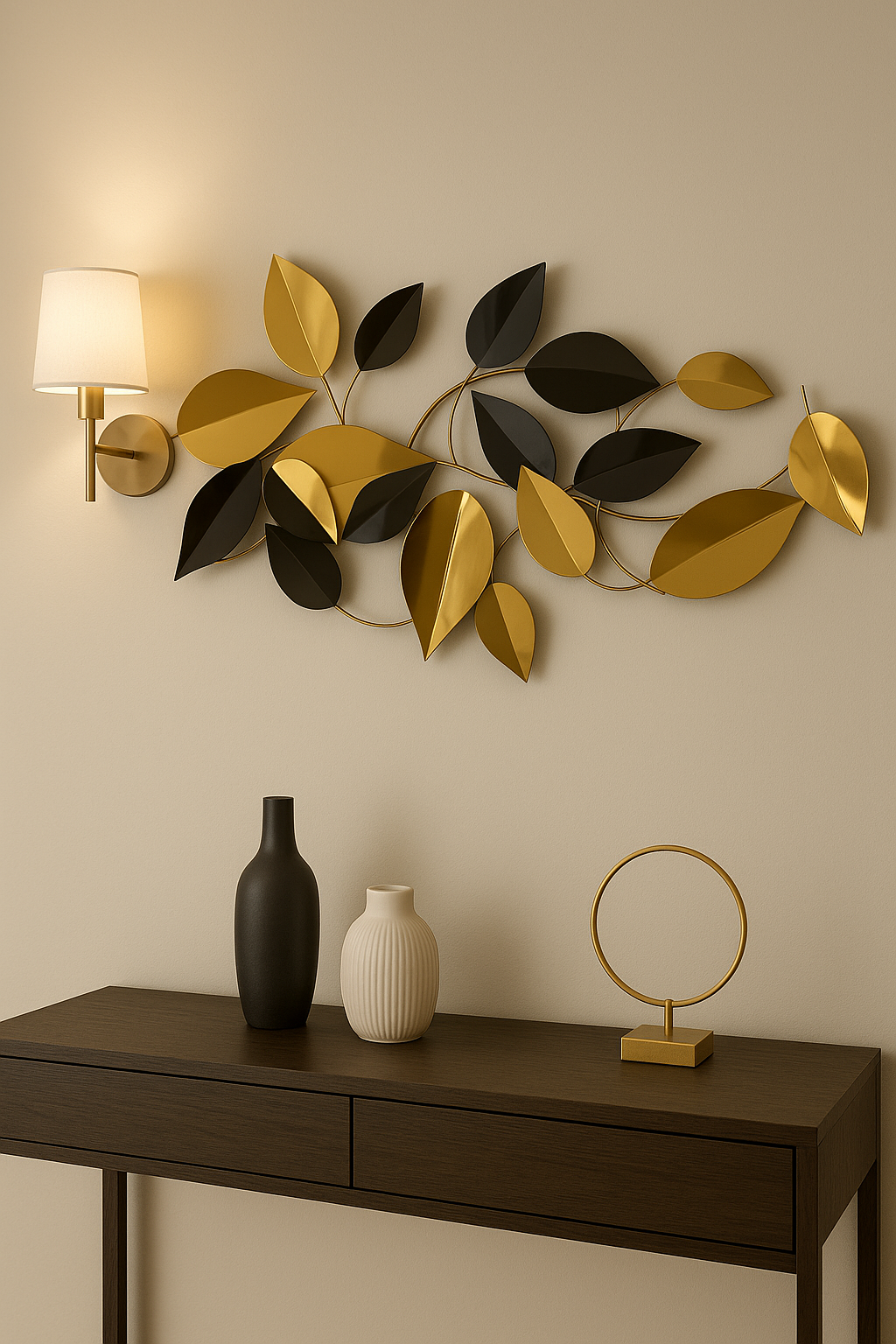 Gold & Black Leaf Metal Wall Art – 44.5" x 19.5"