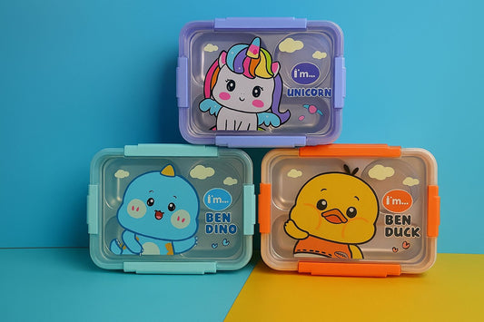 Kids Stainless Steel Lunch Box with Cute Cartoon Design – 1000ml
