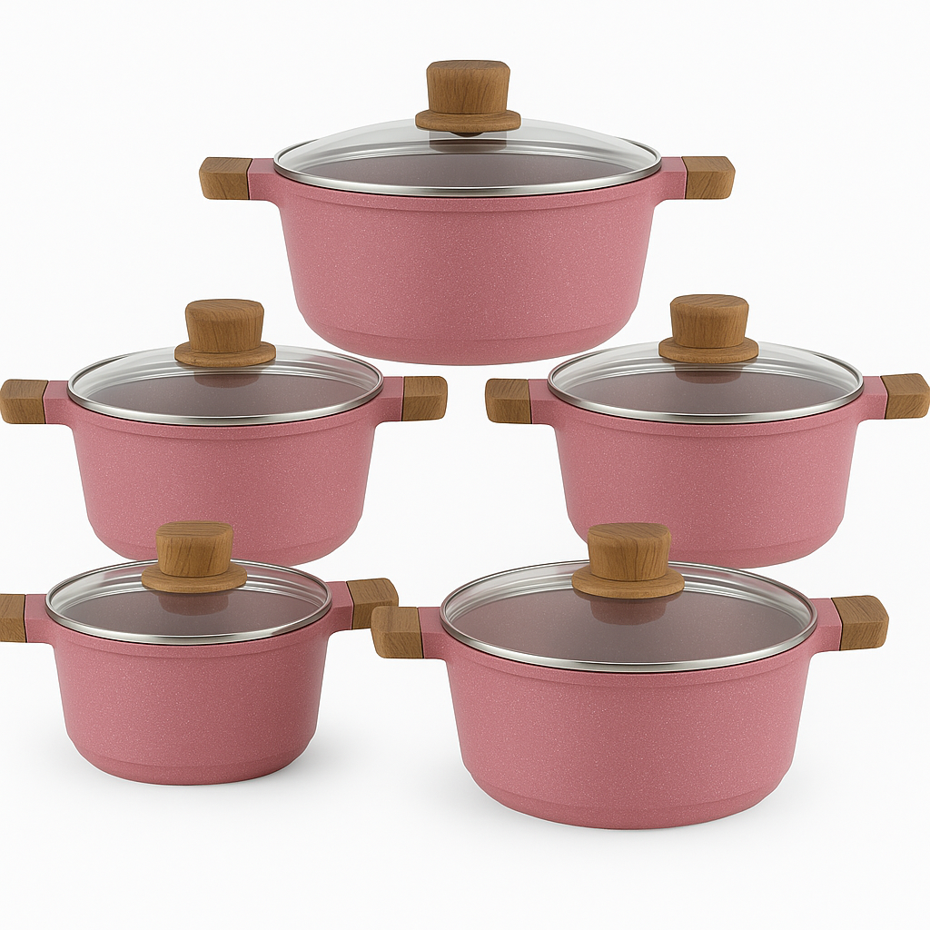 Realchef 10-Piece Granite Coating Casserole Set with Glass Lids