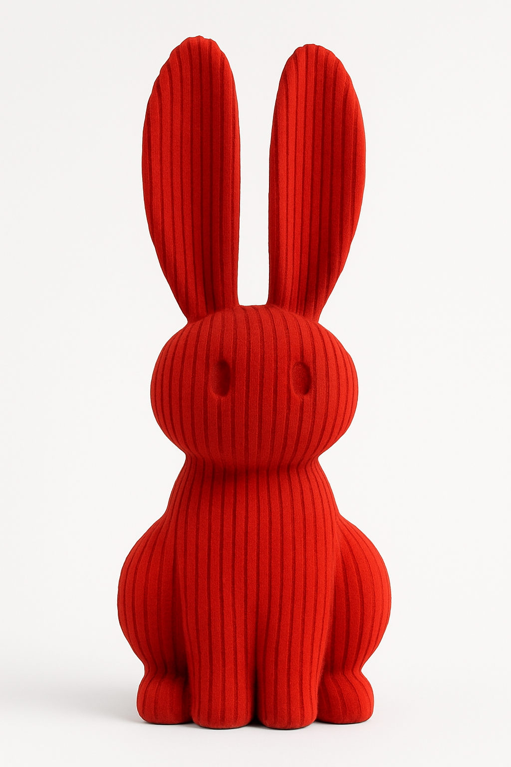 Textured Red Bunny Figurine – 10" Ceramic with Fabric Finish