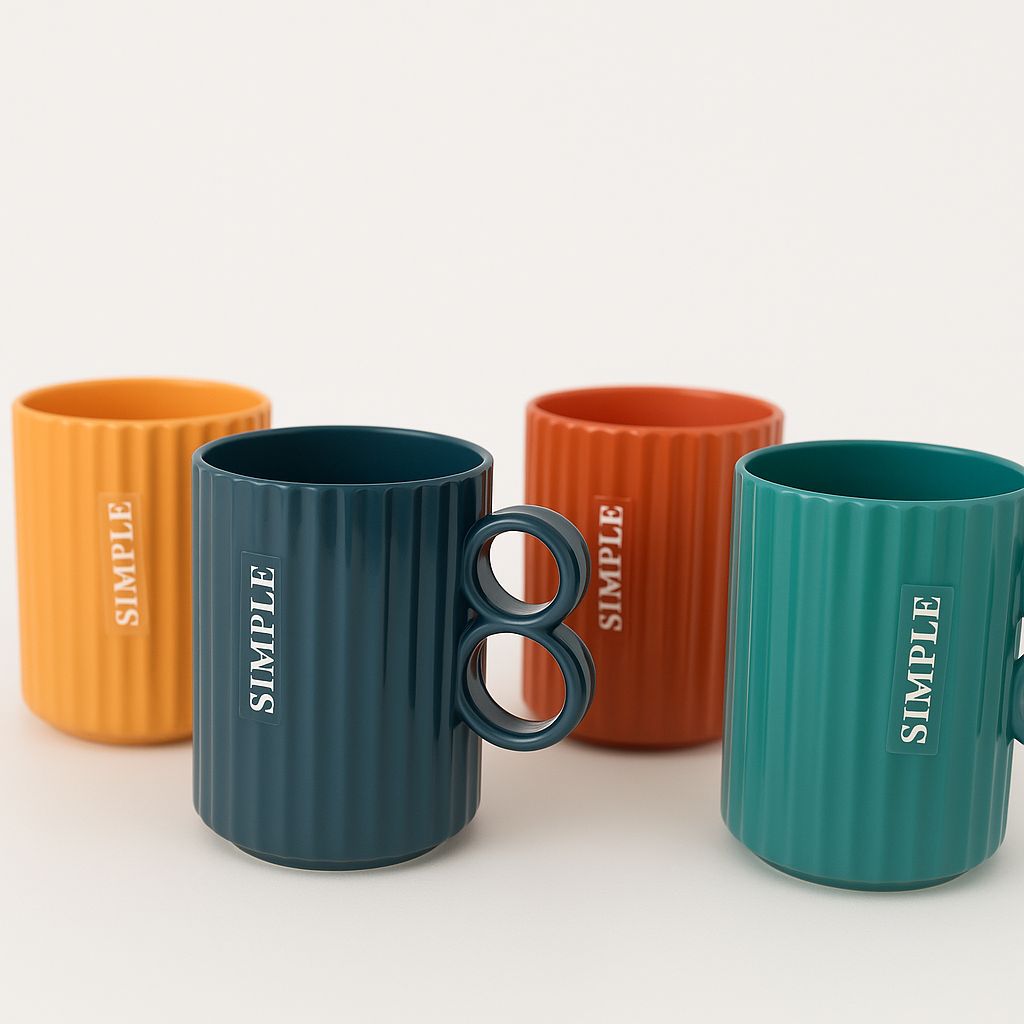Textured Plastic Mug – 350 ml – Multiple Colors