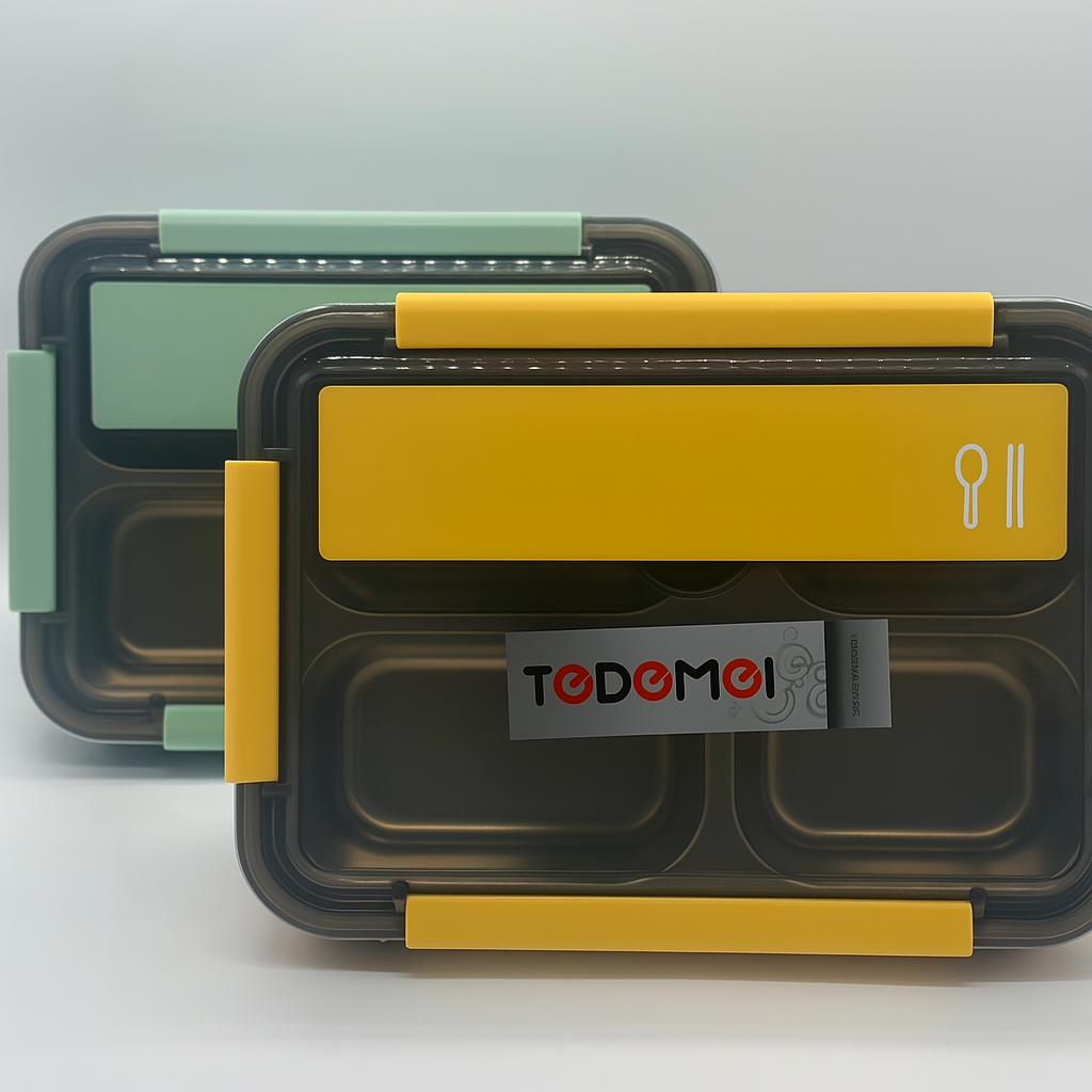 Multi-Compartment Stainless Steel Bento Lunch Box with Mobile Holder & Spoon – Leakproof & BPA-Free