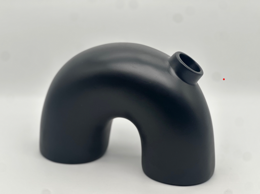 Modern Arch Resin Vase – Matte Black, 6" Tall