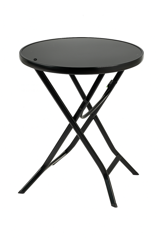 Compact Foldable Round Table in Black- Ideal for dining, camping, leisure, household table