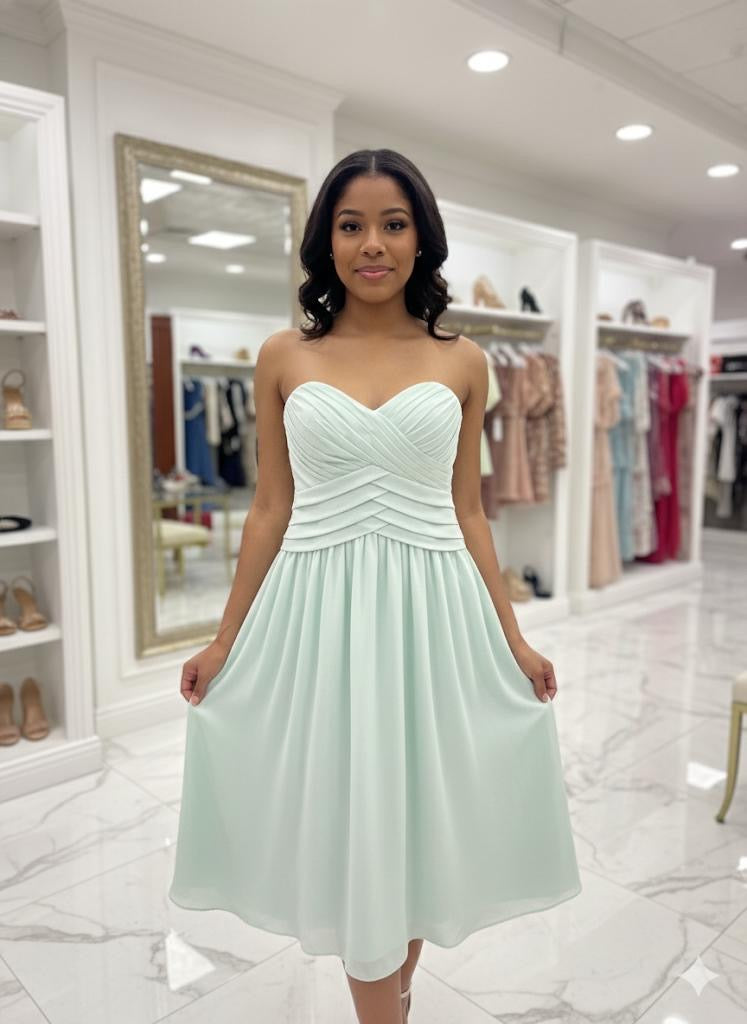 Strapless Sweetheart Pleated Cocktail Dress