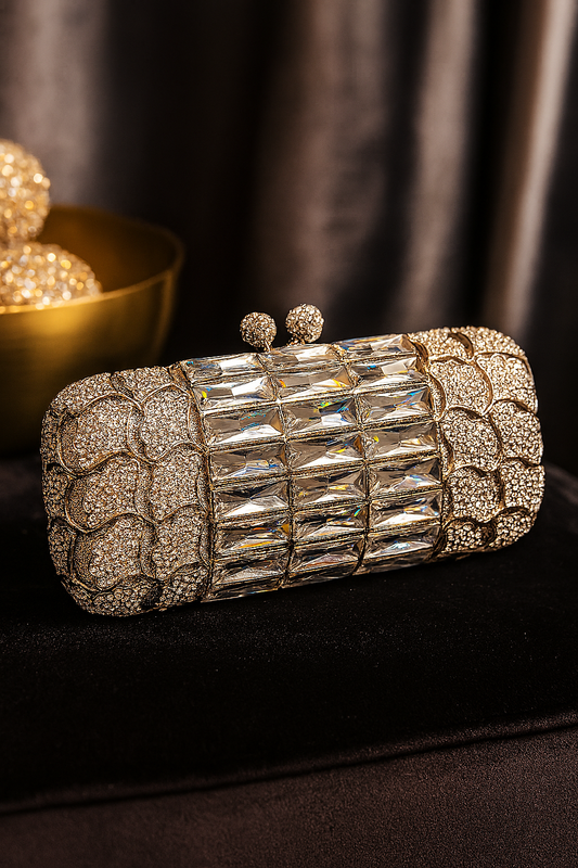 Luxury Silver Crystal Clutch Bag