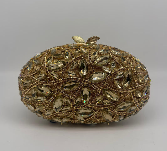 LuxuryCrystal Apple Clutch Bag with Gold Chain