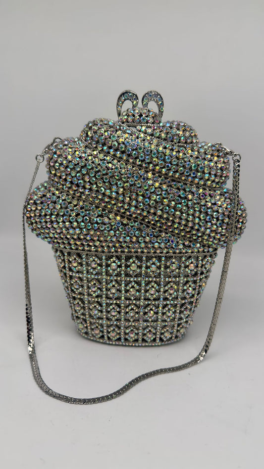 Luxury Crystal Cupcake Evening Clutch Bag