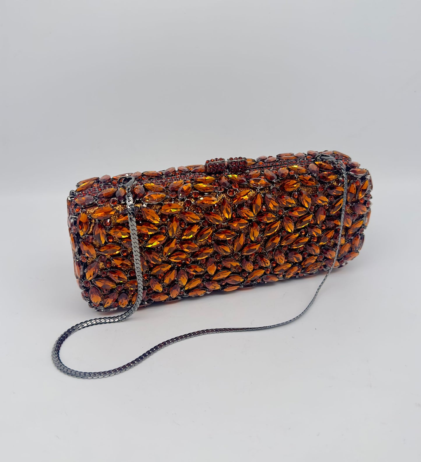 Luxury Amber Crystal Evening Clutch Bag