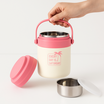 2000mL Stainless Steel & PP Insulated Lunch Box