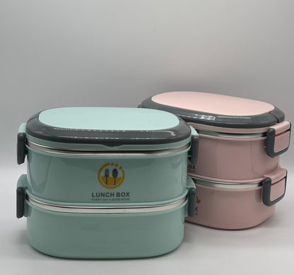 Stainless Steel 2-Layer Lunch Box – 420 + 720ml Thermal Design | Compact, Durable, BPA-Free