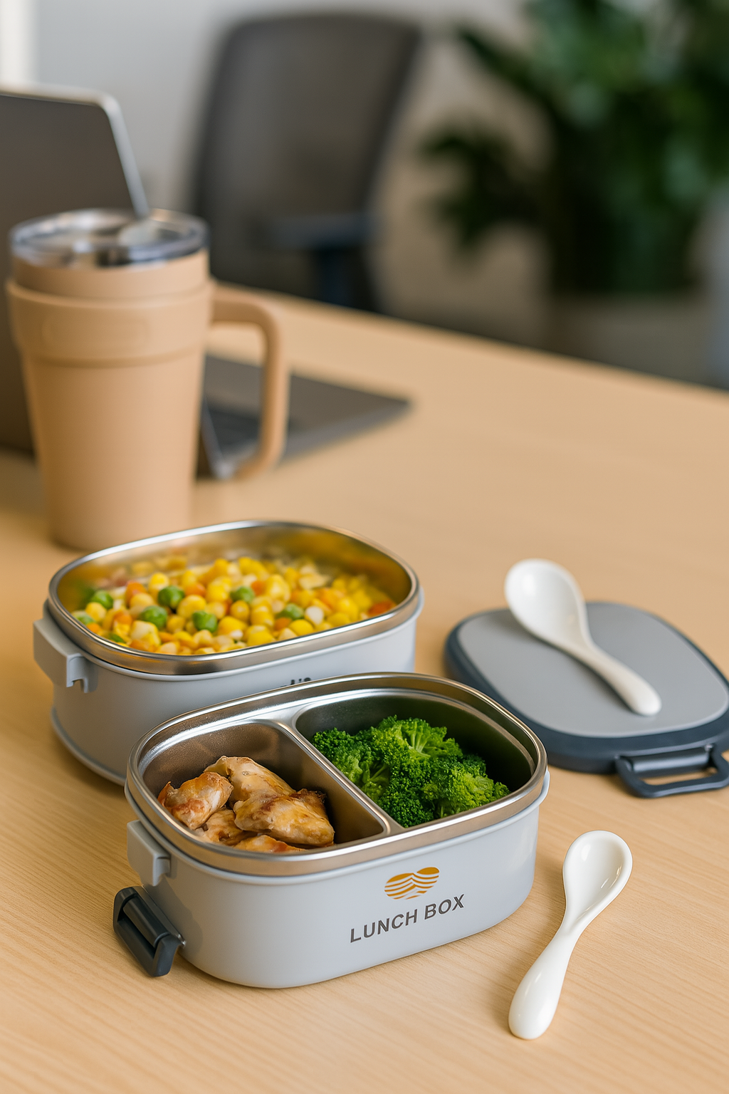 Stainless Steel 2-Layer Lunch Box – 420 + 720ml Thermal Design | Compact, Durable, BPA-Free