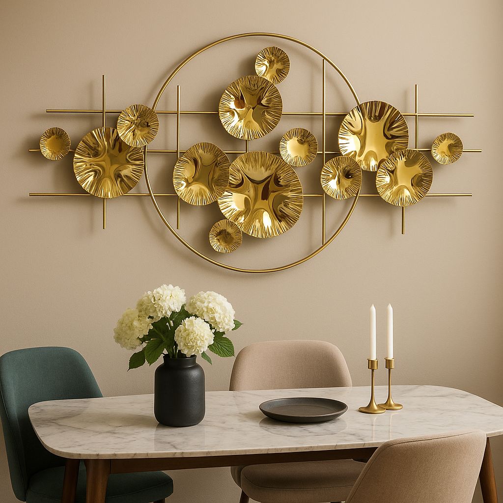 Modern Abstract Gold Metal Wall Art – 46.5" x 23"