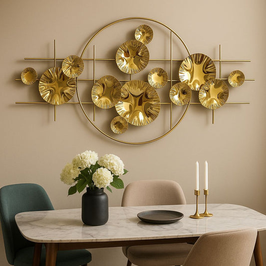 Modern Abstract Gold Metal Wall Art – 46.5" x 23"