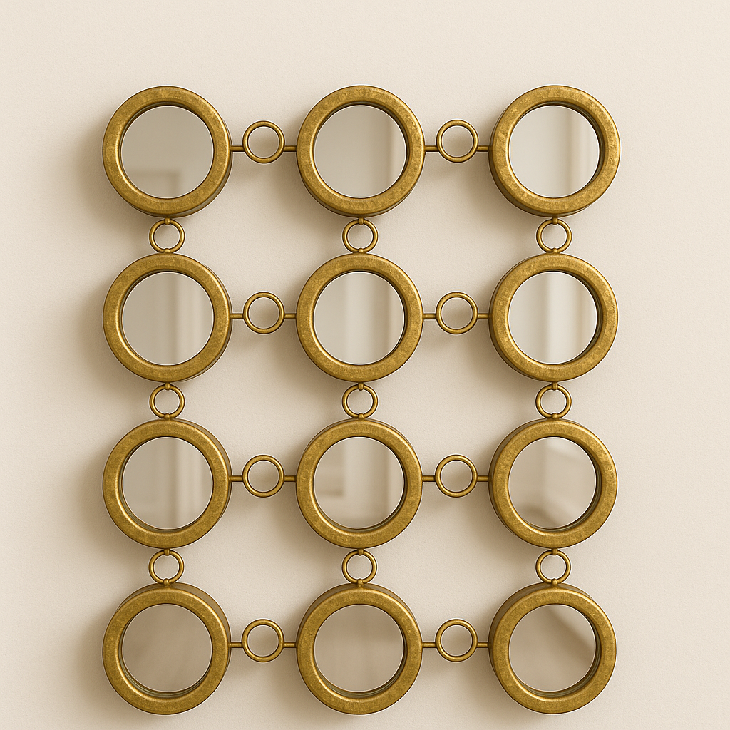 Geometric Linked Circle Metal Wall Mirror – 30" x 22"