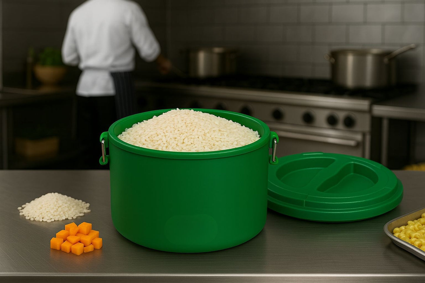 Insulated Round Food Containers – Small, Medium & Large (Green)