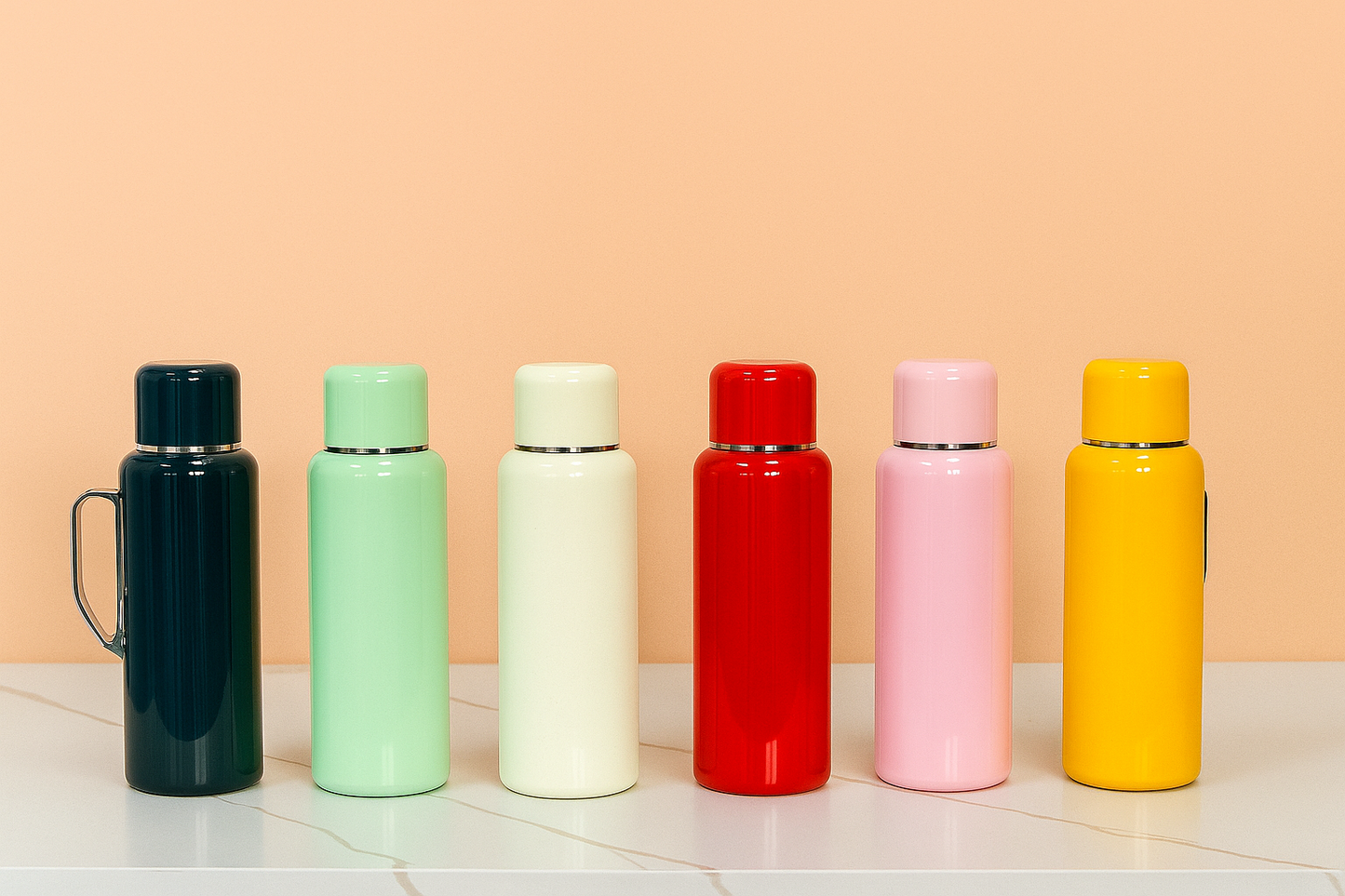 Stainless Steel  700 mL Thermos with Handle & Thermometer – Leak-Proof, Insulated, Multi-Color