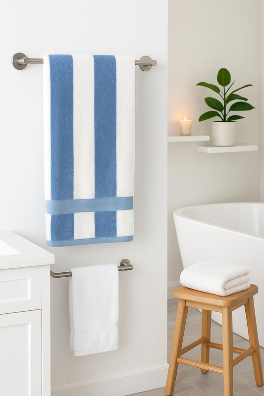 Luxury Spa-Inspired two-colour Striped Bath Towel Set – Soft, Absorbent &amp; Stylish