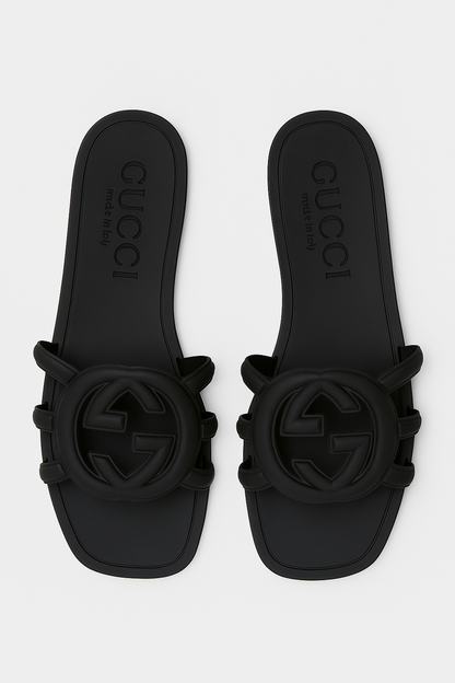 Slide Sandals with Bold Designer-Inspired Logo