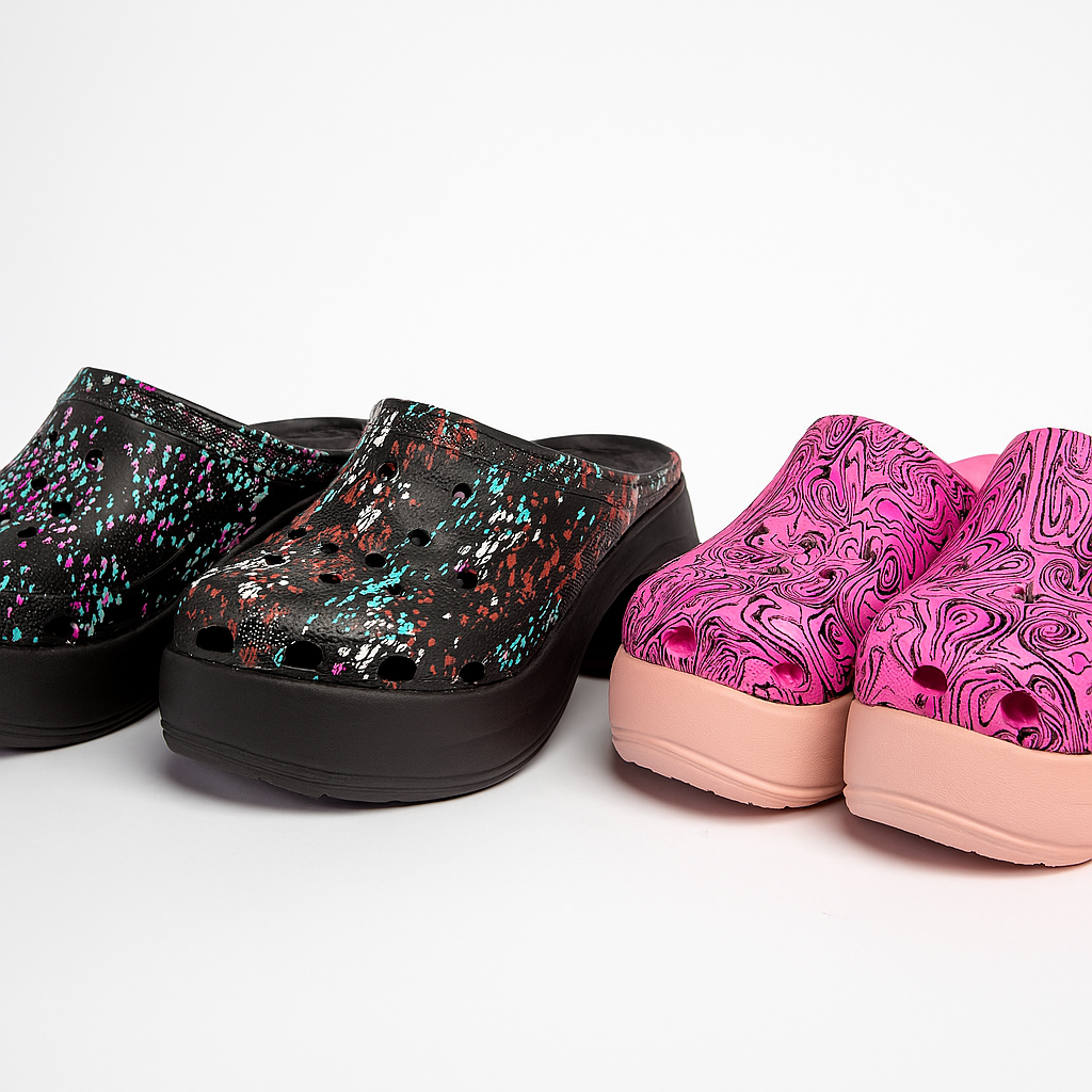 Mega Crush Platform Clogs – Vibrant Prints & Hello Kitty Design