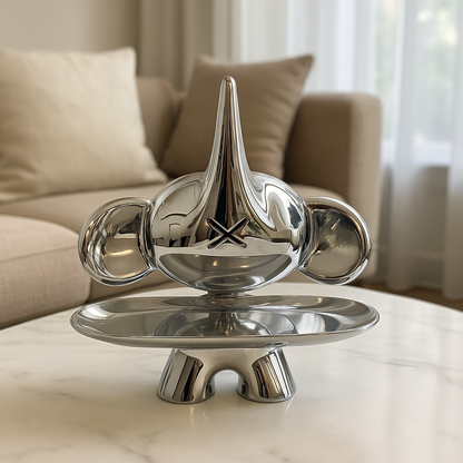 Chrome Finish Designer Toy with Stainless Steel Tray