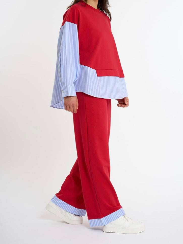 Contrast-Trim Tracksuit Set