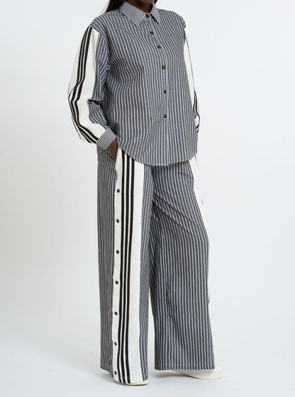 Co-Ord Set in Stripes with Side Slits