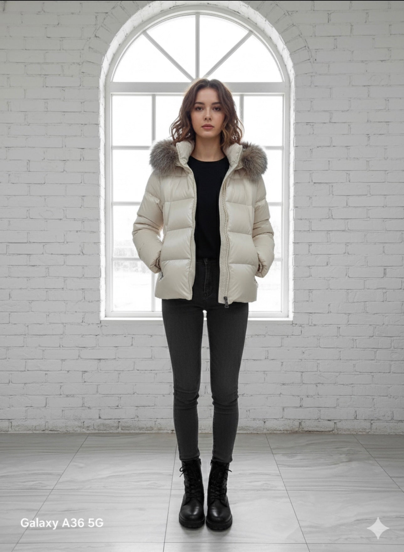 Designer-Inspired Puffer Jacket with Fur Hood
