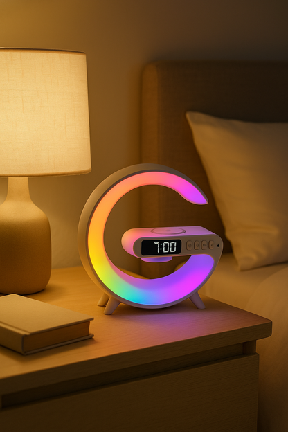 G63 Smart Light Sound Machine with Wireless Charging, Sunrise Alarm, RGB Light & Bluetooth Speaker