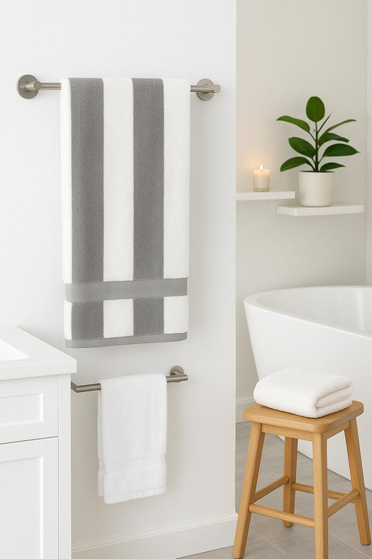 Luxury Spa-Inspired two-colour Striped Bath Towel Set – Soft, Absorbent &amp; Stylish