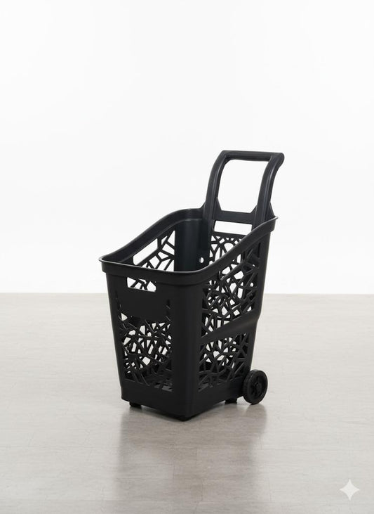 Modern Rolling Utility Basket with Geometric Design