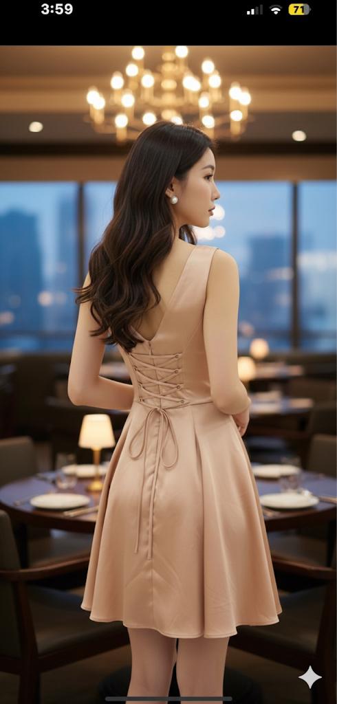 The Elegant Satin Fit-and-Flare Mini Dress with Corset Back