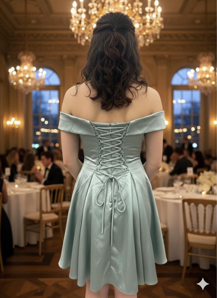 The Elegant Satin Fit-and-Flare Mini Dress with Corset Back