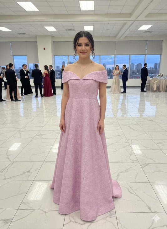 Elegant Off-the-Shoulder Textured Ball Gown
