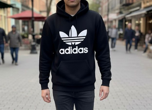 Classic Adidas Trefoil Logo Black Pullover Hoodie