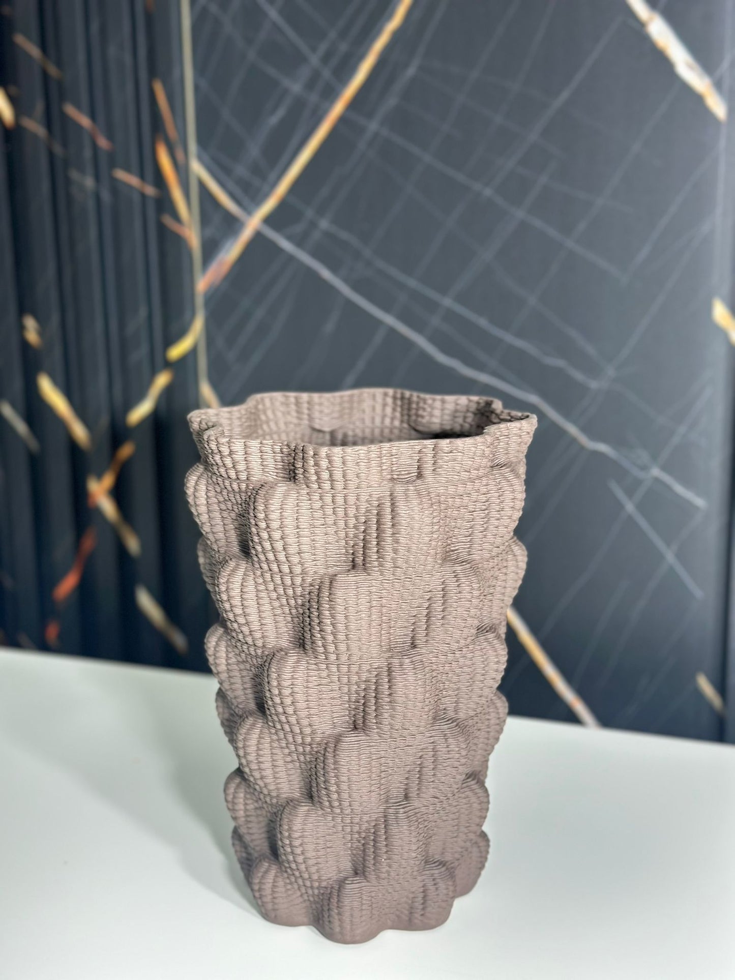 Artisan Clay Vase, 10" Tall – Unique Woven Design